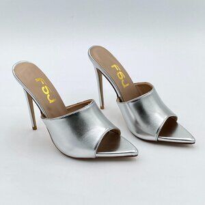 FSJ Women Comfort Low Kitten Heel Sandals Mules Peep Toe Slide Slip On Summer Dr
